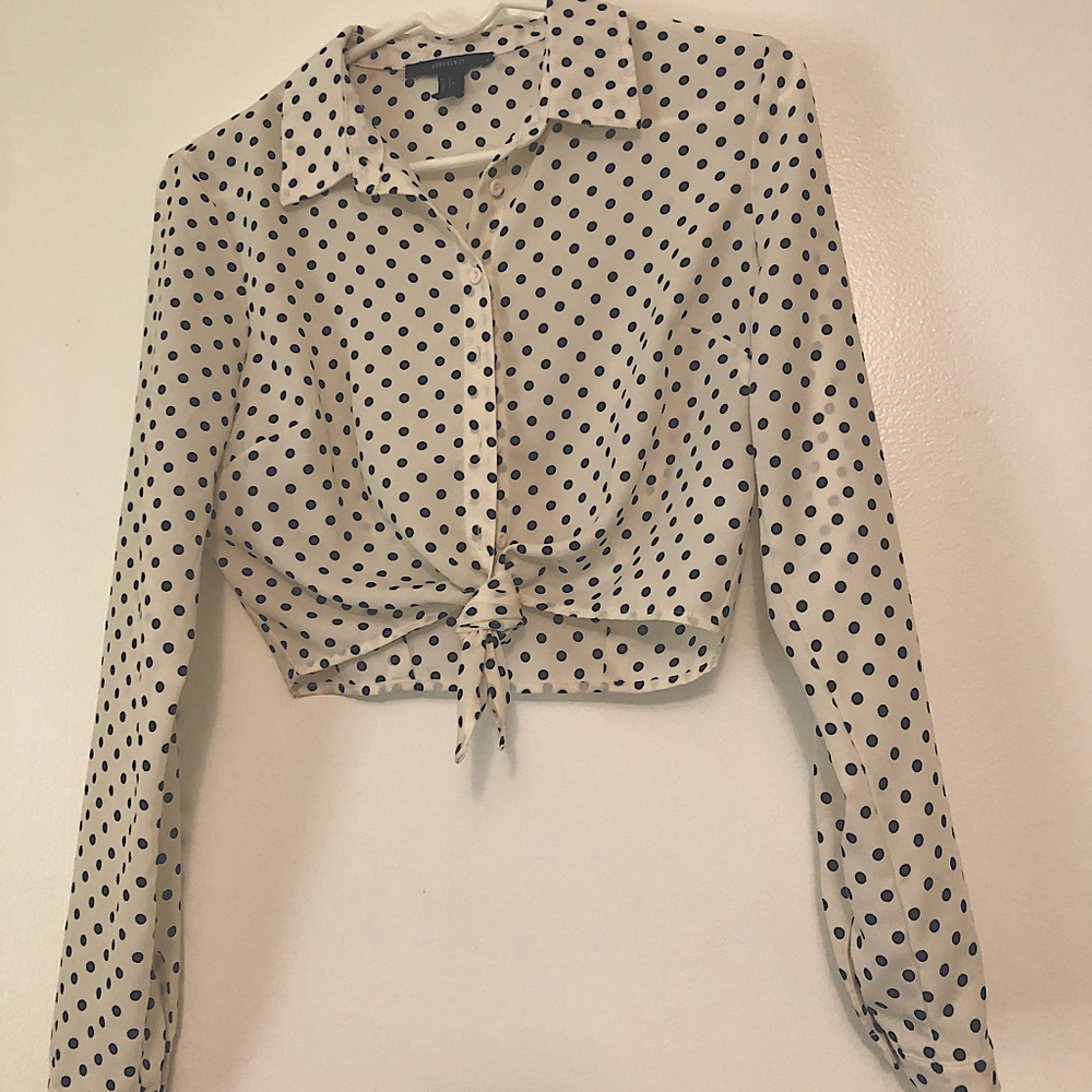 Forever 21, White polka dot top, Size S